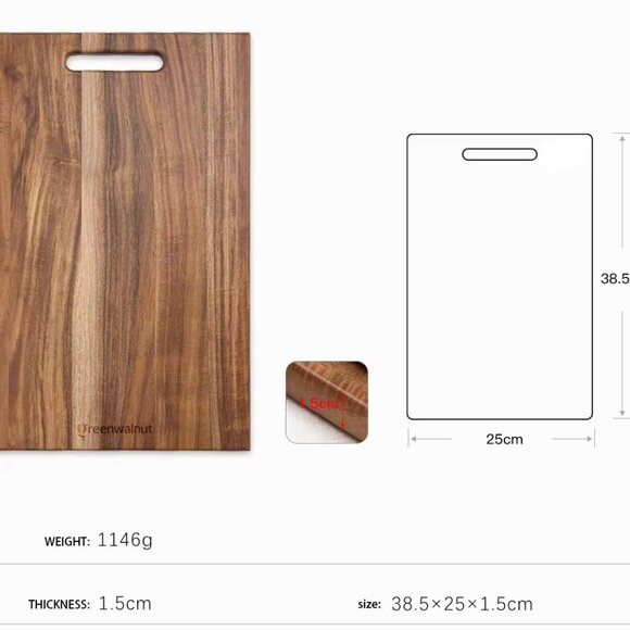 Acacia Wood Cutting Board - Durable, Easy-Clean Chopping Block for Kitchen & Din - Picture 3 of 4